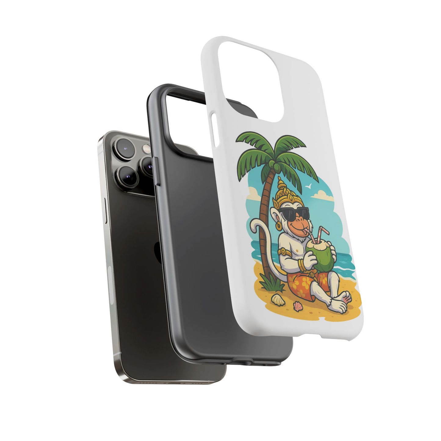 Divine Guard Hanuman Tropical Phone Case, Fun Coconut Drink, Summer Beach Vibes, Gifts for Animal Lovers, Travel Accessory