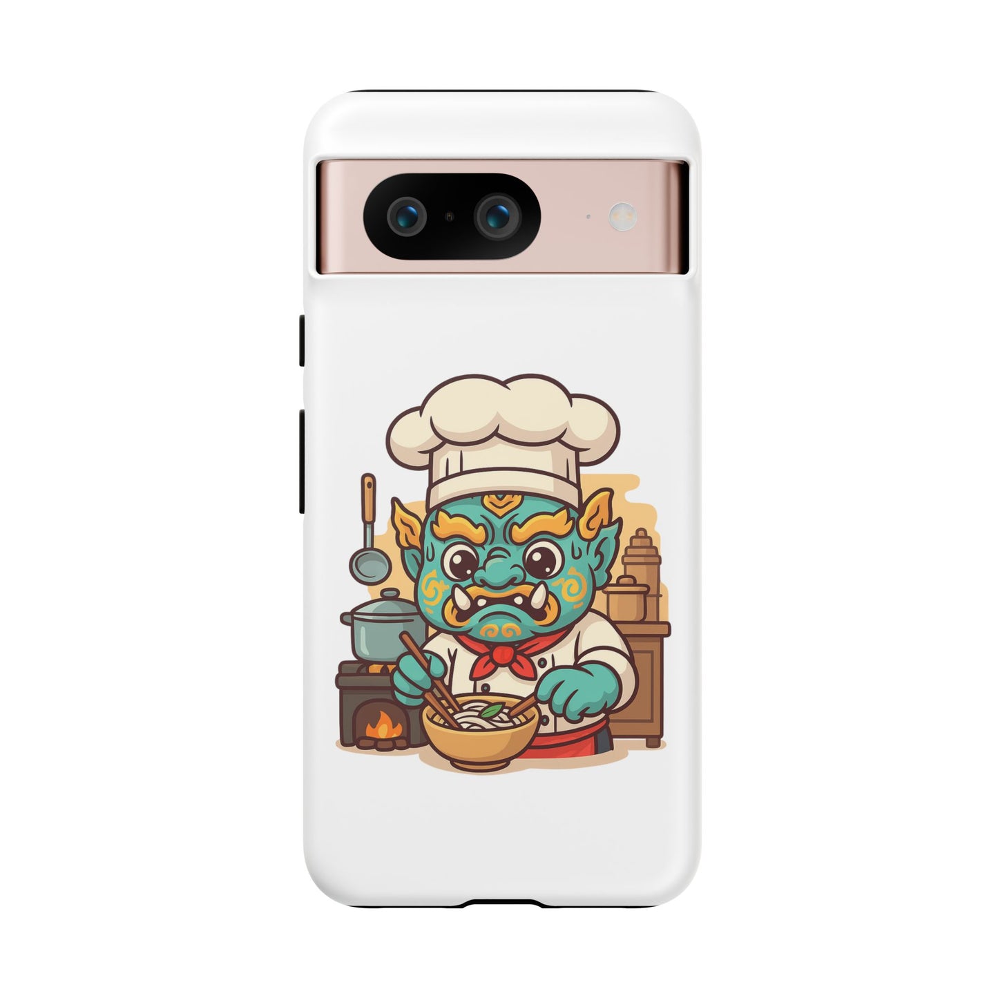 Yeak Chef Phone Case, Tough Khmer Cover, Num Banh Chok Art, Cute Monster Chef Phone Case - Adorable Cooking Gift
