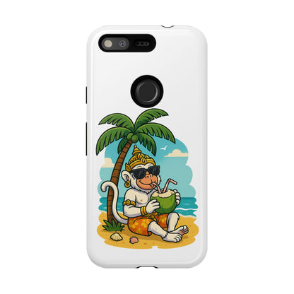 Divine Guard Hanuman Tropical Phone Case, Fun Coconut Drink, Summer Beach Vibes, Gifts for Animal Lovers, Travel Accessory