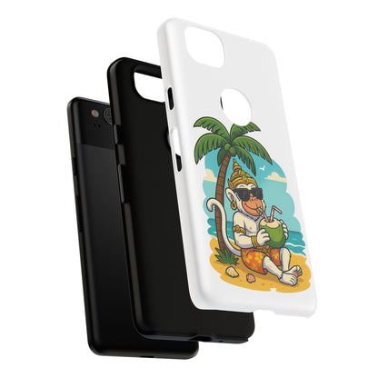 Divine Guard Hanuman Tropical Phone Case, Fun Coconut Drink, Summer Beach Vibes, Gifts for Animal Lovers, Travel Accessory