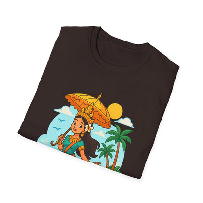 Beach Vibes T-Shirt with Sunset and Umbrella Graphic, Summer Gift, Travel Tee, Ocean Lover Shirt, Casual Everyday Wear