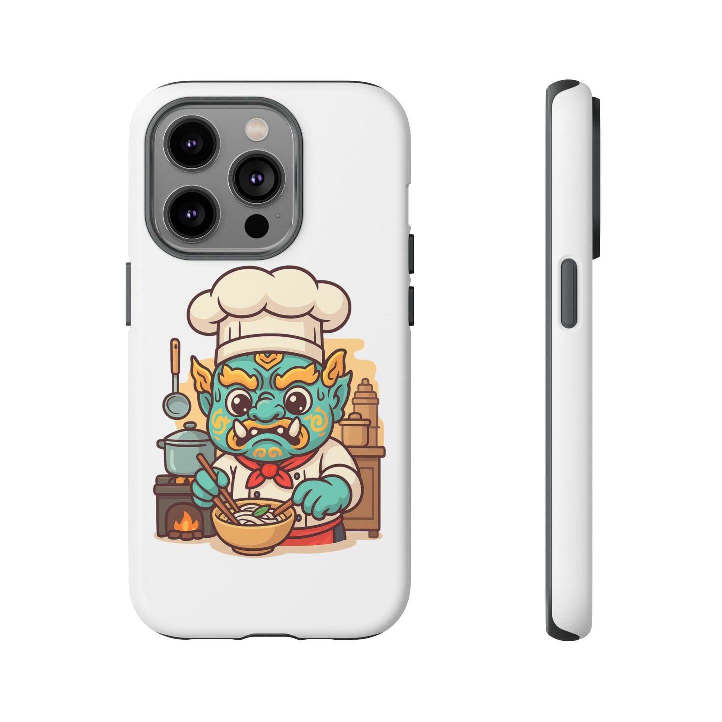 Yeak Chef Phone Case, Tough Khmer Cover, Num Banh Chok Art, Cute Monster Chef Phone Case - Adorable Cooking Gift
