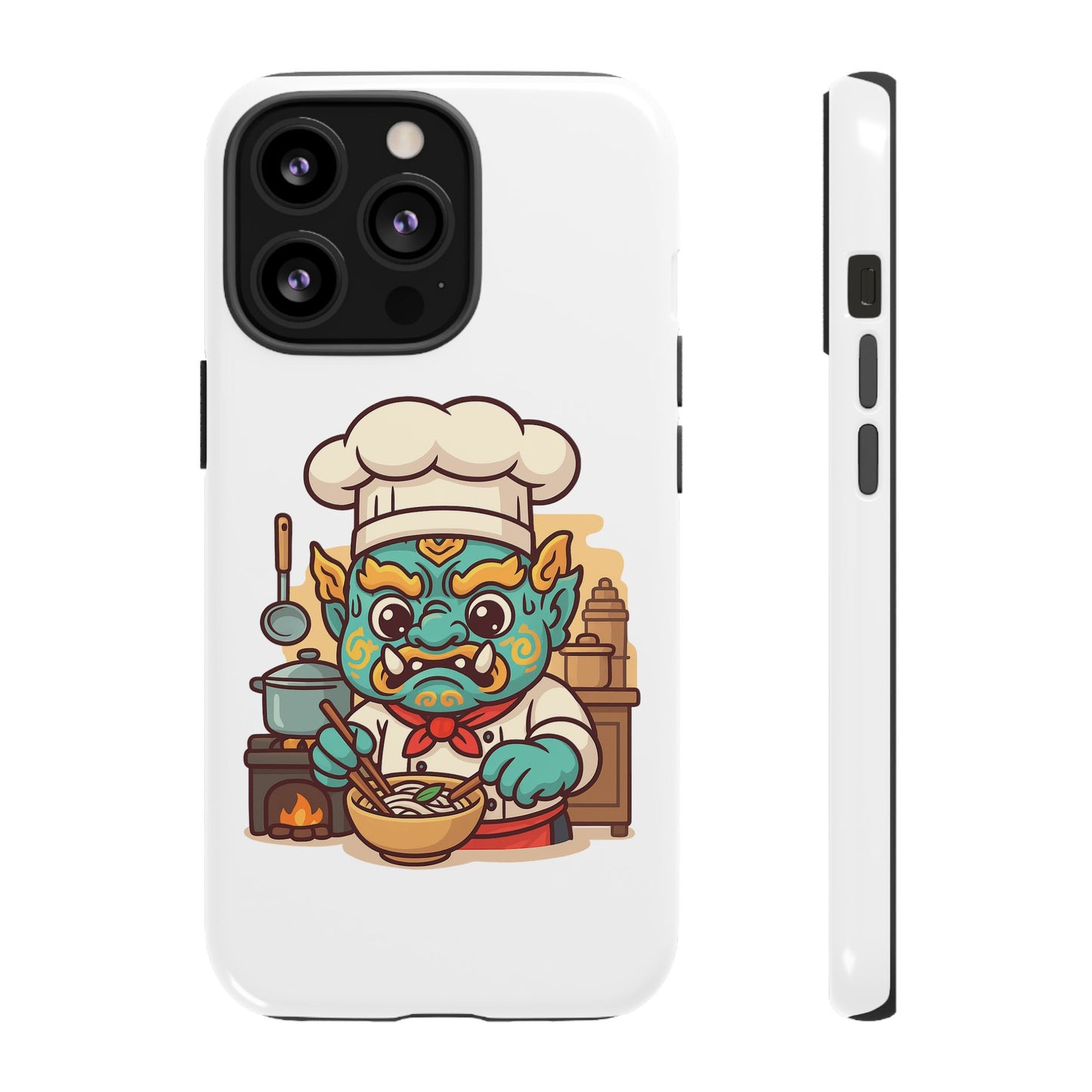 Yeak Chef Phone Case, Tough Khmer Cover, Num Banh Chok Art, Cute Monster Chef Phone Case - Adorable Cooking Gift