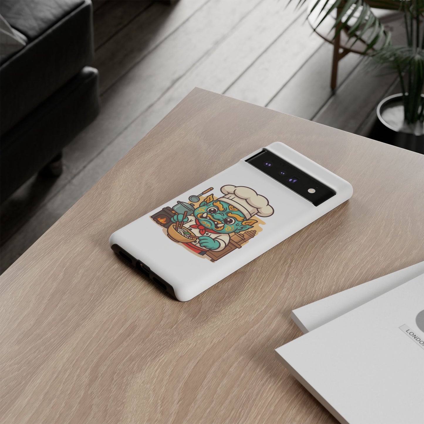 Yeak Chef Phone Case, Tough Khmer Cover, Num Banh Chok Art, Cute Monster Chef Phone Case - Adorable Cooking Gift