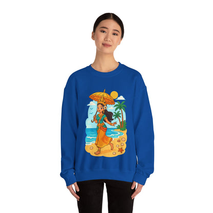 Tropical Vibes Sweatshirt, Beach Vacation Crewneck Jumper, Apsara's Shoreline Grace, Ocean Lover Top, Unisex Sweatshirt Gift, Coastal Wear