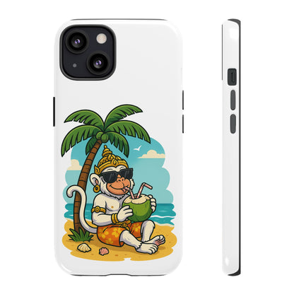 Divine Guard Hanuman Tropical Phone Case, Fun Coconut Drink, Summer Beach Vibes, Gifts for Animal Lovers, Travel Accessory