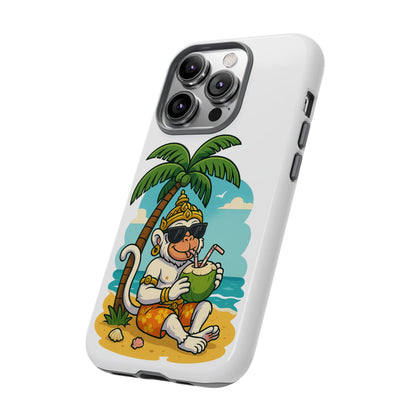 Divine Guard Hanuman Tropical Phone Case, Fun Coconut Drink, Summer Beach Vibes, Gifts for Animal Lovers, Travel Accessory