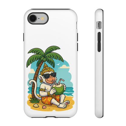 Divine Guard Hanuman Tropical Phone Case, Fun Coconut Drink, Summer Beach Vibes, Gifts for Animal Lovers, Travel Accessory