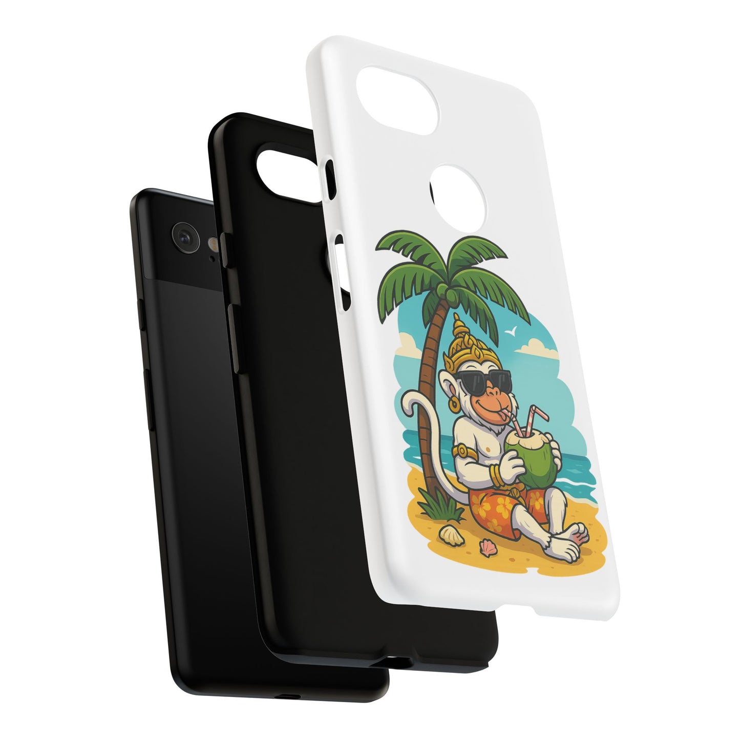 Divine Guard Hanuman Tropical Phone Case, Fun Coconut Drink, Summer Beach Vibes, Gifts for Animal Lovers, Travel Accessory