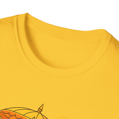 Beach Vibes T-Shirt with Sunset and Umbrella Graphic, Summer Gift, Travel Tee, Ocean Lover Shirt, Casual Everyday Wear