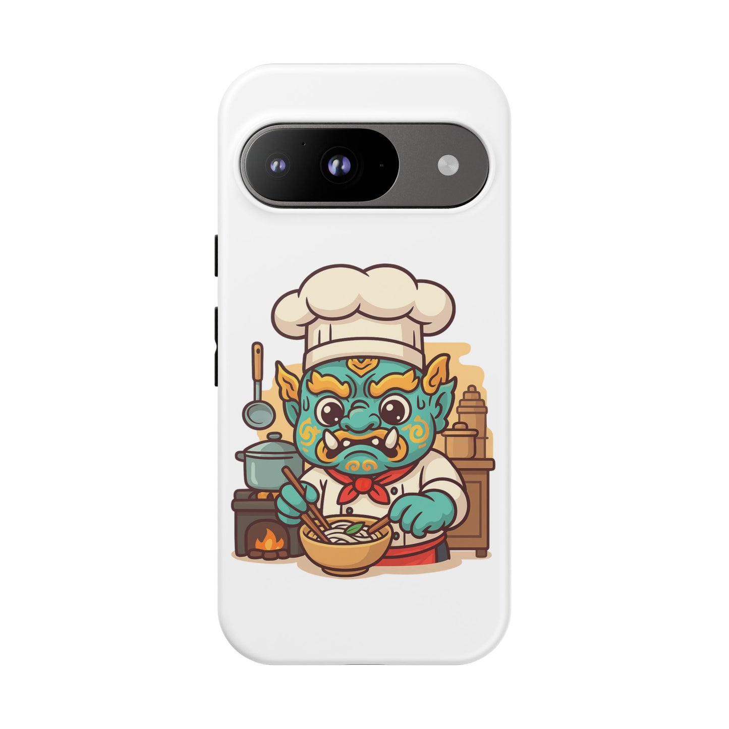 Yeak Chef Phone Case, Tough Khmer Cover, Num Banh Chok Art, Cute Monster Chef Phone Case - Adorable Cooking Gift
