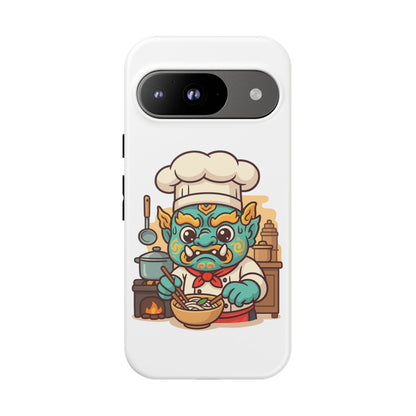 Yeak Chef Phone Case, Tough Khmer Cover, Num Banh Chok Art, Cute Monster Chef Phone Case - Adorable Cooking Gift