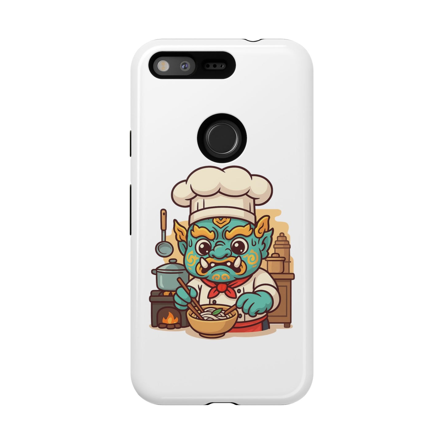 Yeak Chef Phone Case, Tough Khmer Cover, Num Banh Chok Art, Cute Monster Chef Phone Case - Adorable Cooking Gift