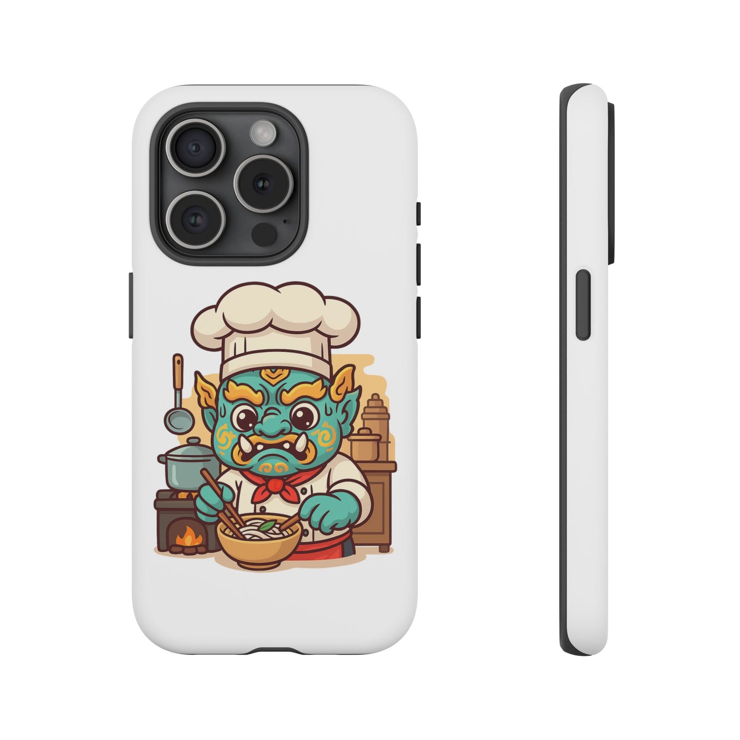 Yeak Chef Phone Case, Tough Khmer Cover, Num Banh Chok Art, Cute Monster Chef Phone Case - Adorable Cooking Gift