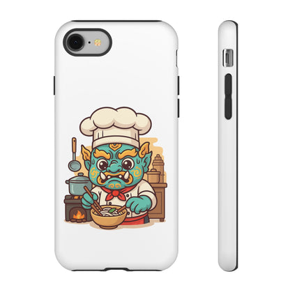 Yeak Chef Phone Case, Tough Khmer Cover, Num Banh Chok Art, Cute Monster Chef Phone Case - Adorable Cooking Gift