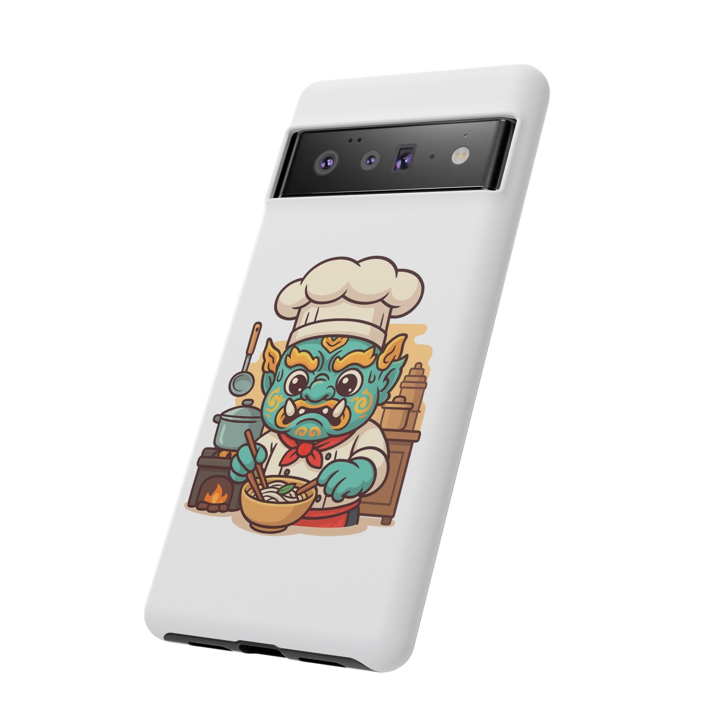 Yeak Chef Phone Case, Tough Khmer Cover, Num Banh Chok Art, Cute Monster Chef Phone Case - Adorable Cooking Gift