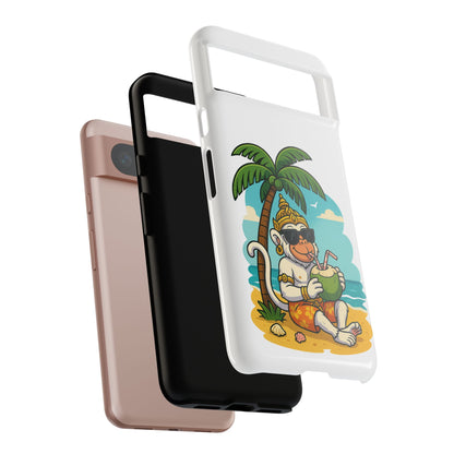 Divine Guard Hanuman Tropical Phone Case, Fun Coconut Drink, Summer Beach Vibes, Gifts for Animal Lovers, Travel Accessory