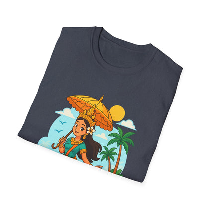 Beach Vibes T-Shirt with Sunset and Umbrella Graphic, Summer Gift, Travel Tee, Ocean Lover Shirt, Casual Everyday Wear
