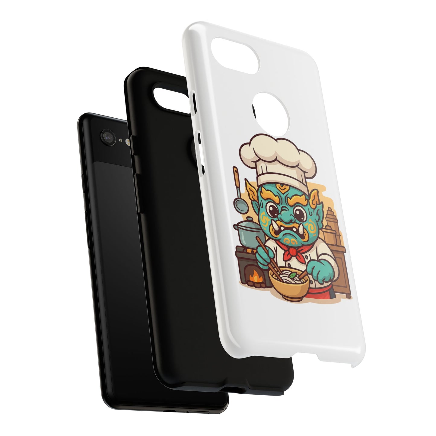 Yeak Chef Phone Case, Tough Khmer Cover, Num Banh Chok Art, Cute Monster Chef Phone Case - Adorable Cooking Gift