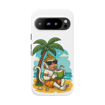 Divine Guard Hanuman Tropical Phone Case, Fun Coconut Drink, Summer Beach Vibes, Gifts for Animal Lovers, Travel Accessory