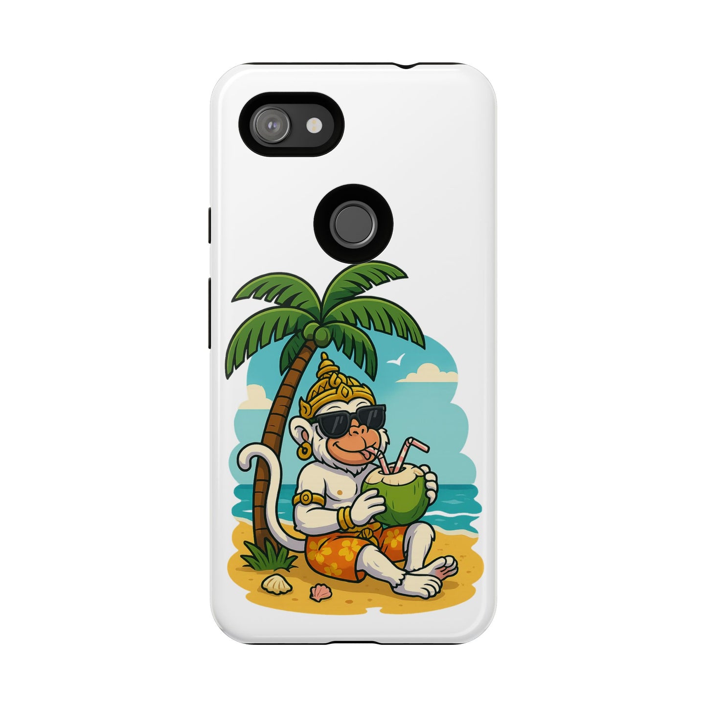 Divine Guard Hanuman Tropical Phone Case, Fun Coconut Drink, Summer Beach Vibes, Gifts for Animal Lovers, Travel Accessory