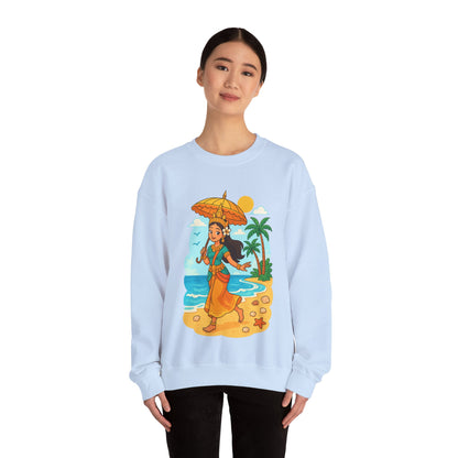 Tropical Vibes Sweatshirt, Beach Vacation Crewneck Jumper, Apsara's Shoreline Grace, Ocean Lover Top, Unisex Sweatshirt Gift, Coastal Wear