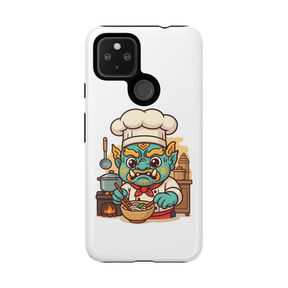 Yeak Chef Phone Case, Tough Khmer Cover, Num Banh Chok Art, Cute Monster Chef Phone Case - Adorable Cooking Gift