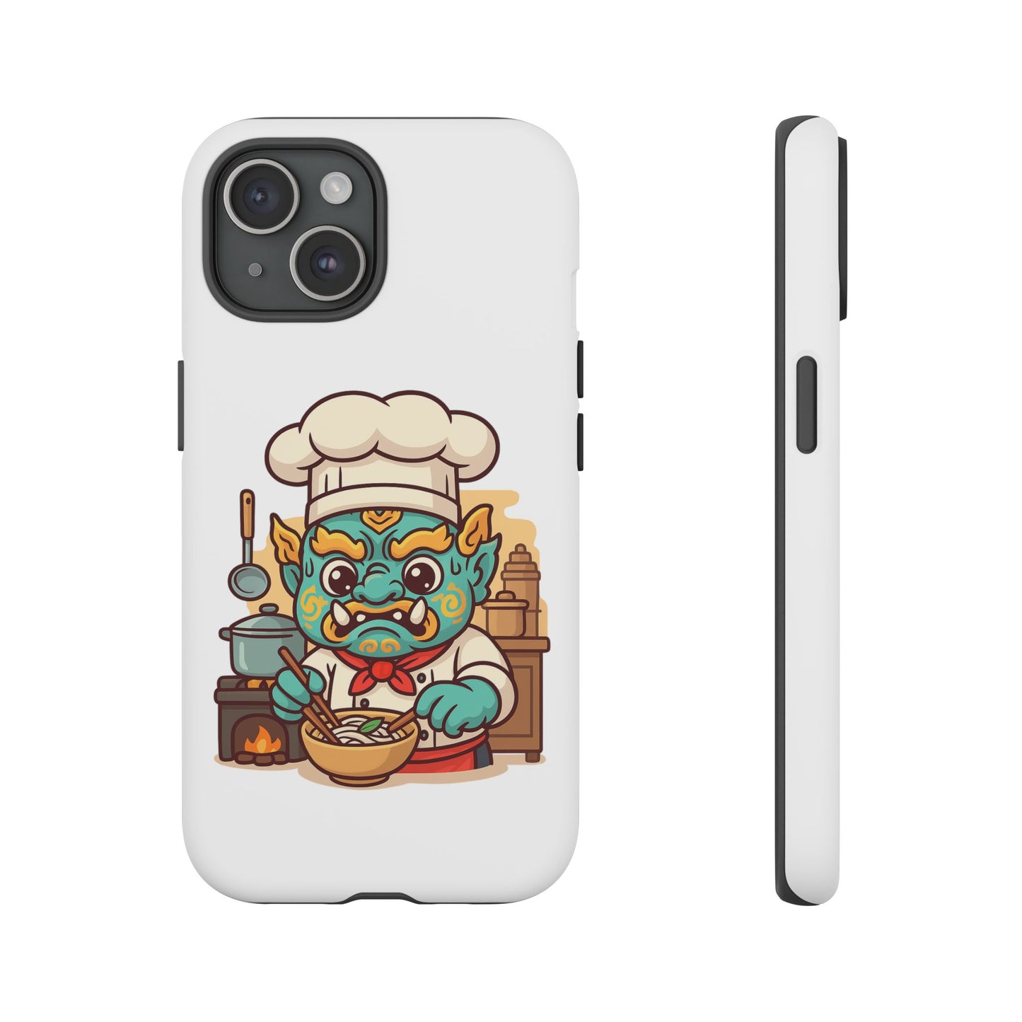 Yeak Chef Phone Case, Tough Khmer Cover, Num Banh Chok Art, Cute Monster Chef Phone Case - Adorable Cooking Gift