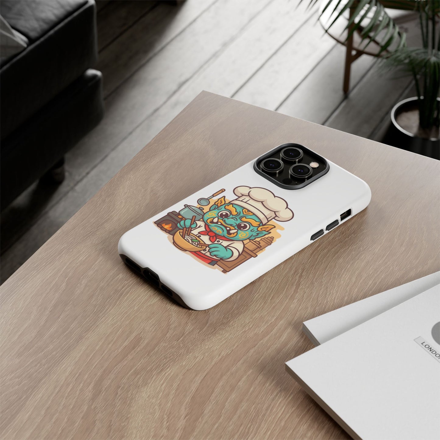 Yeak Chef Phone Case, Tough Khmer Cover, Num Banh Chok Art, Cute Monster Chef Phone Case - Adorable Cooking Gift