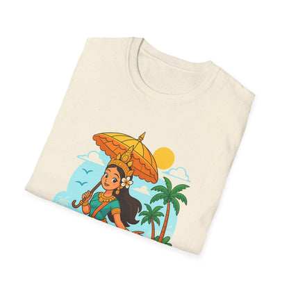 Beach Vibes T-Shirt with Sunset and Umbrella Graphic, Summer Gift, Travel Tee, Ocean Lover Shirt, Casual Everyday Wear