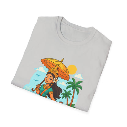 Beach Vibes T-Shirt with Sunset and Umbrella Graphic, Summer Gift, Travel Tee, Ocean Lover Shirt, Casual Everyday Wear