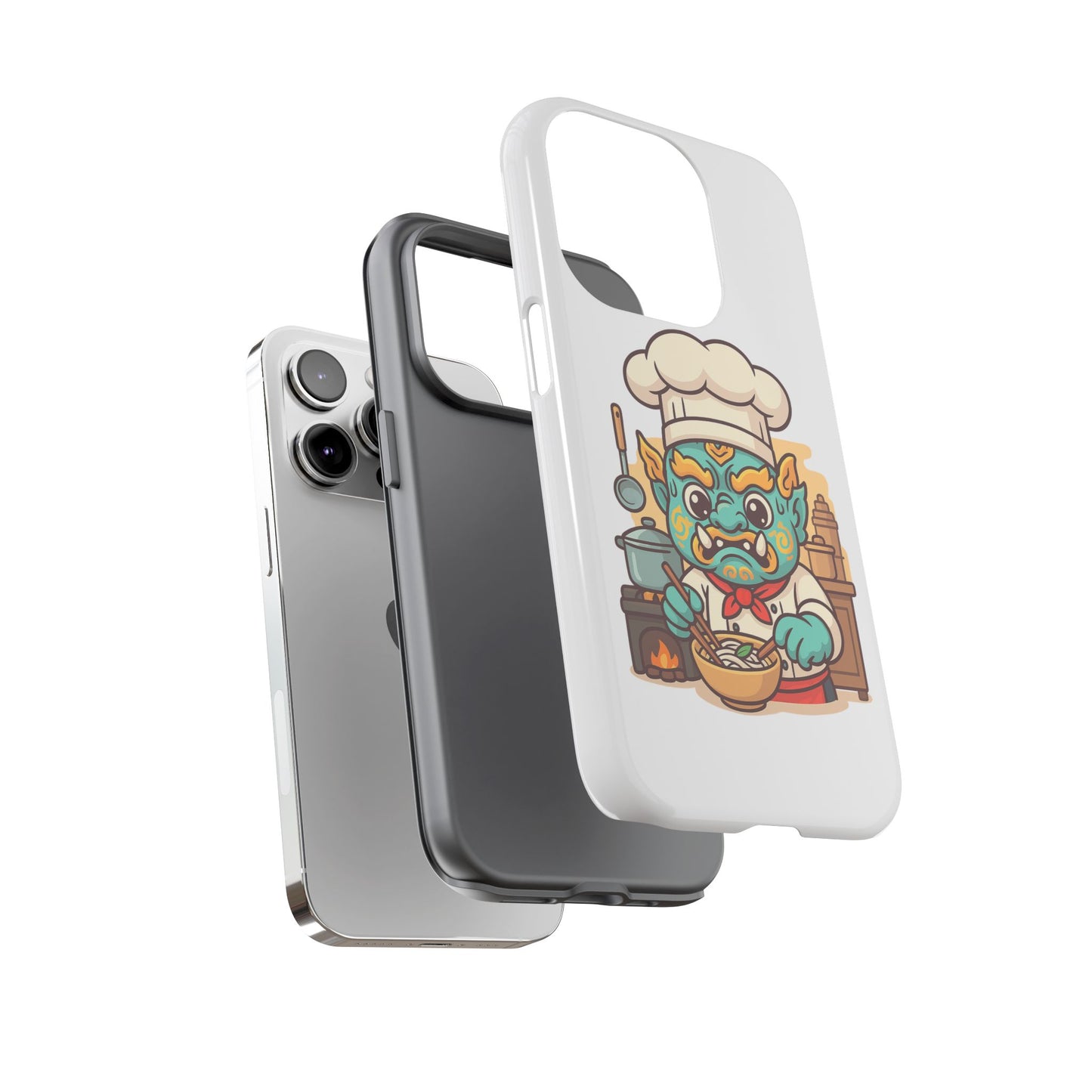 Yeak Chef Phone Case, Tough Khmer Cover, Num Banh Chok Art, Cute Monster Chef Phone Case - Adorable Cooking Gift
