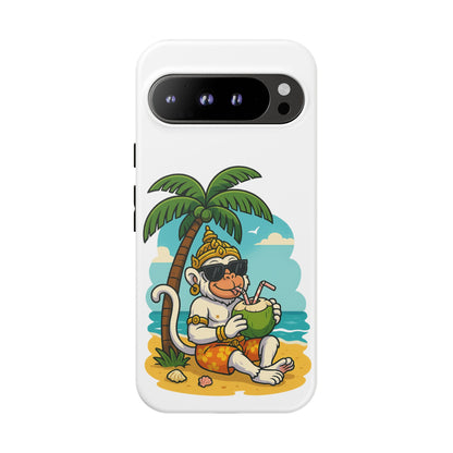 Divine Guard Hanuman Tropical Phone Case, Fun Coconut Drink, Summer Beach Vibes, Gifts for Animal Lovers, Travel Accessory