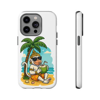 Divine Guard Hanuman Tropical Phone Case, Fun Coconut Drink, Summer Beach Vibes, Gifts for Animal Lovers, Travel Accessory