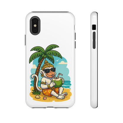 Divine Guard Hanuman Tropical Phone Case, Fun Coconut Drink, Summer Beach Vibes, Gifts for Animal Lovers, Travel Accessory