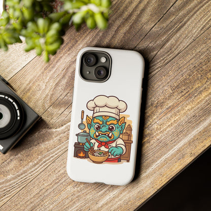 Yeak Chef Phone Case, Tough Khmer Cover, Num Banh Chok Art, Cute Monster Chef Phone Case - Adorable Cooking Gift