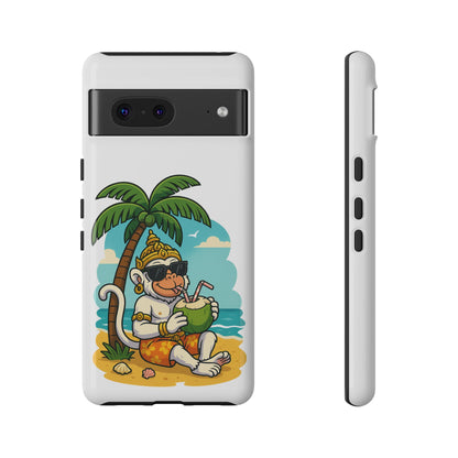 Divine Guard Hanuman Tropical Phone Case, Fun Coconut Drink, Summer Beach Vibes, Gifts for Animal Lovers, Travel Accessory