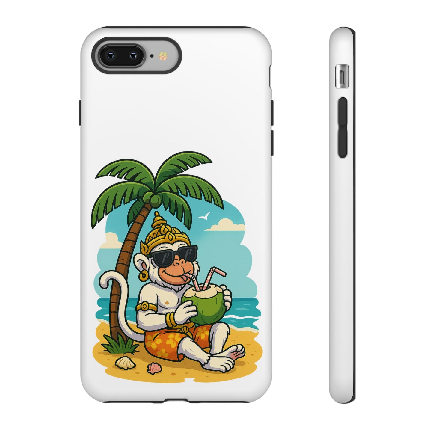 Divine Guard Hanuman Tropical Phone Case, Fun Coconut Drink, Summer Beach Vibes, Gifts for Animal Lovers, Travel Accessory