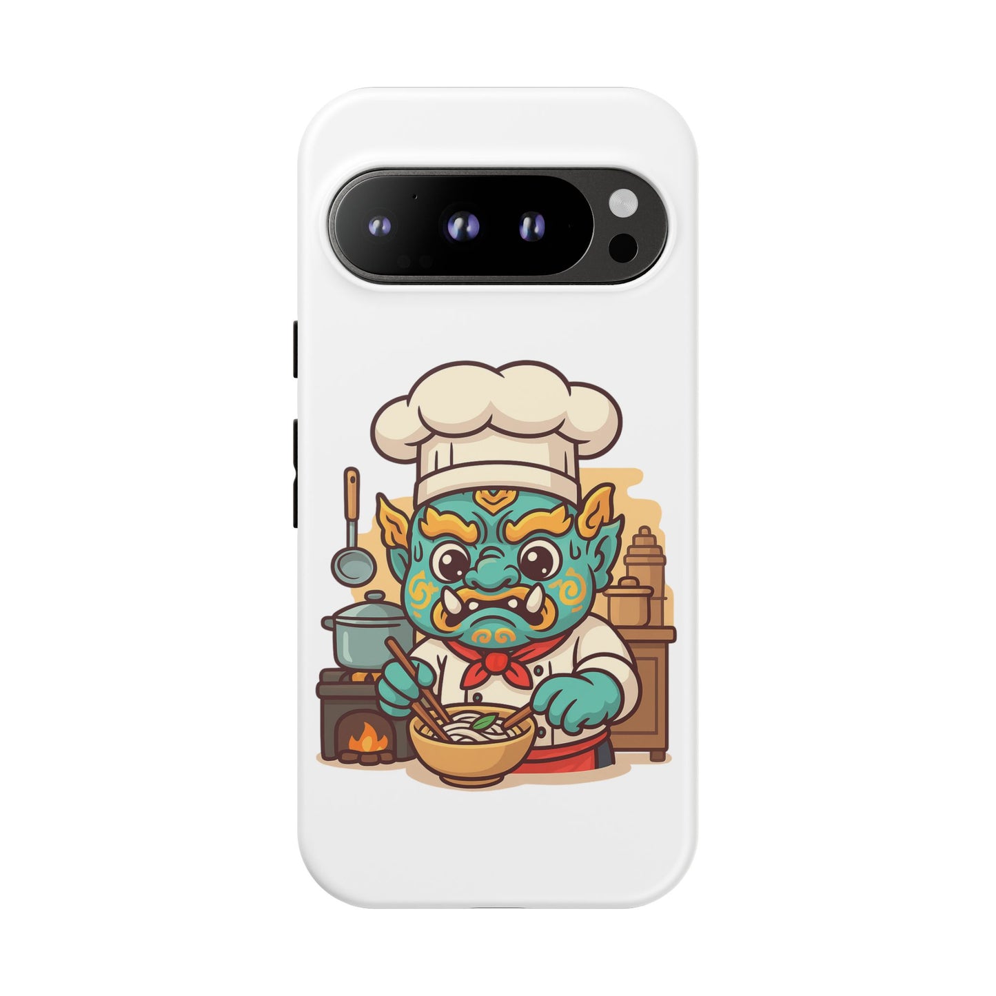 Yeak Chef Phone Case, Tough Khmer Cover, Num Banh Chok Art, Cute Monster Chef Phone Case - Adorable Cooking Gift
