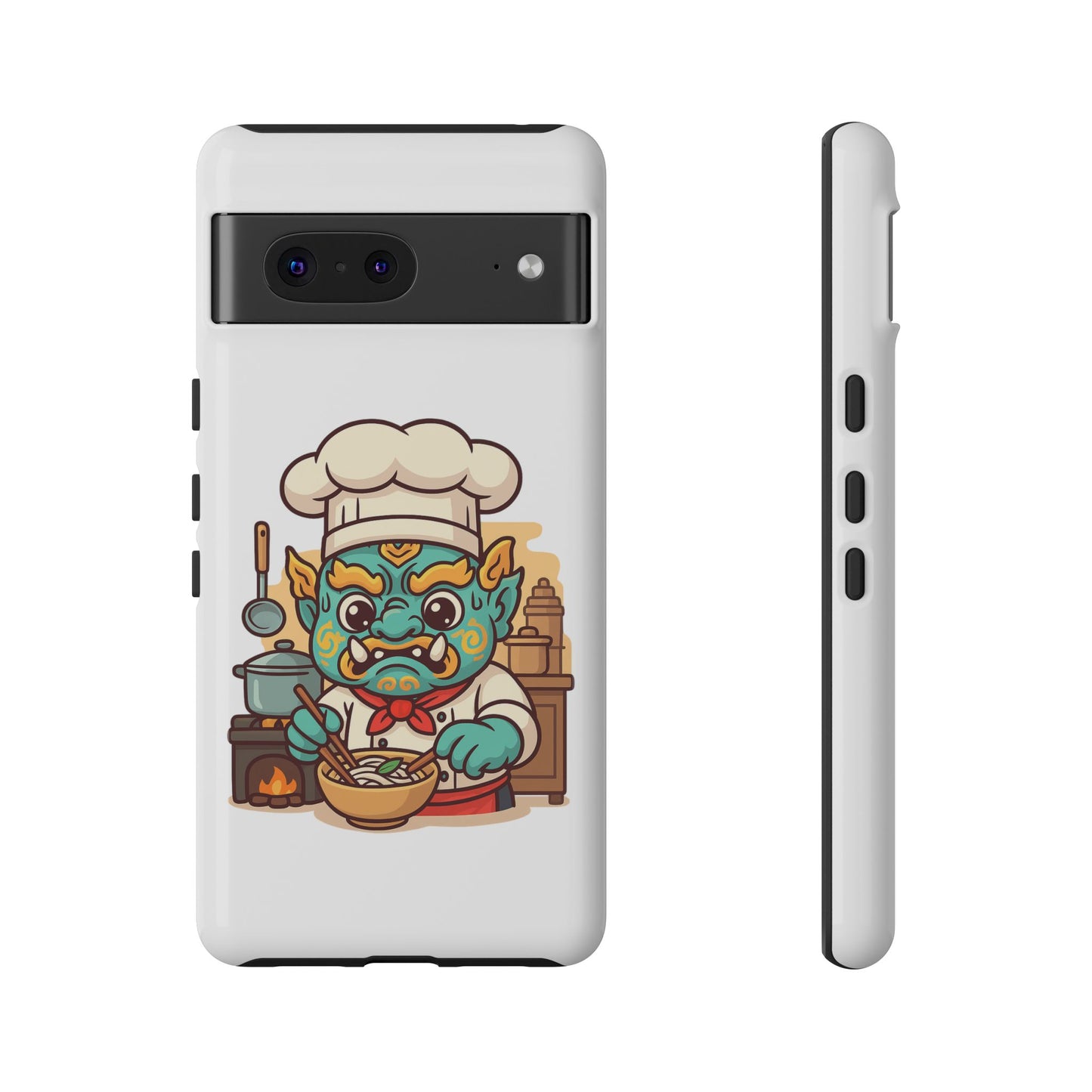 Yeak Chef Phone Case, Tough Khmer Cover, Num Banh Chok Art, Cute Monster Chef Phone Case - Adorable Cooking Gift