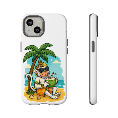 Divine Guard Hanuman Tropical Phone Case, Fun Coconut Drink, Summer Beach Vibes, Gifts for Animal Lovers, Travel Accessory