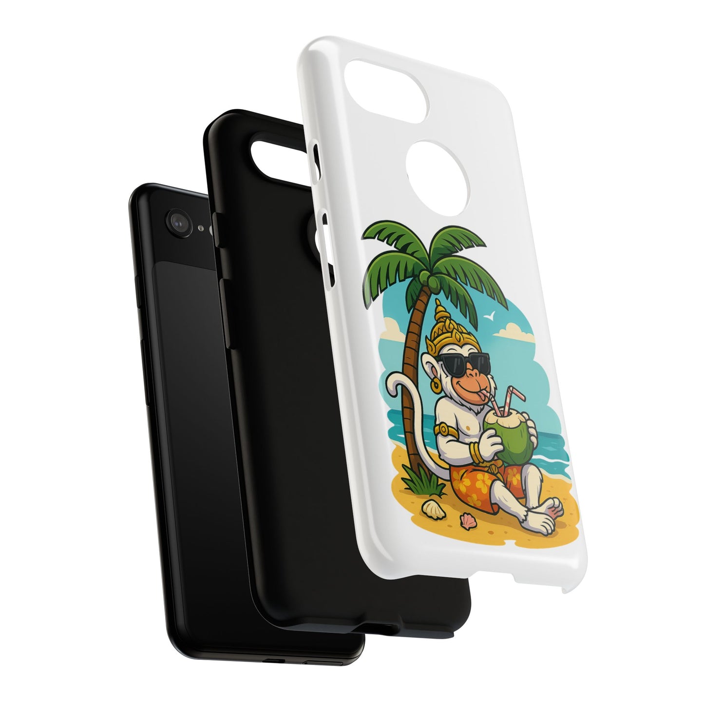 Divine Guard Hanuman Tropical Phone Case, Fun Coconut Drink, Summer Beach Vibes, Gifts for Animal Lovers, Travel Accessory