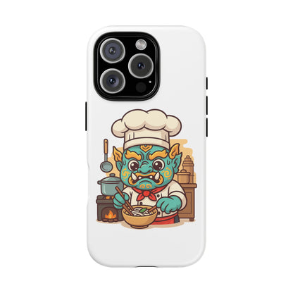 Yeak Chef Phone Case, Tough Khmer Cover, Num Banh Chok Art, Cute Monster Chef Phone Case - Adorable Cooking Gift