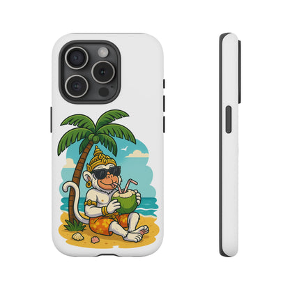Divine Guard Hanuman Tropical Phone Case, Fun Coconut Drink, Summer Beach Vibes, Gifts for Animal Lovers, Travel Accessory