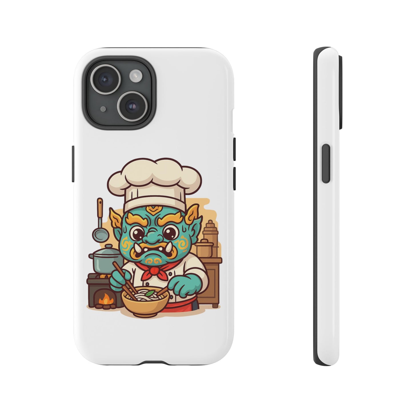 Yeak Chef Phone Case, Tough Khmer Cover, Num Banh Chok Art, Cute Monster Chef Phone Case - Adorable Cooking Gift