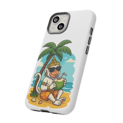 Divine Guard Hanuman Tropical Phone Case, Fun Coconut Drink, Summer Beach Vibes, Gifts for Animal Lovers, Travel Accessory