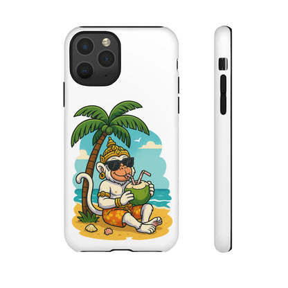 Divine Guard Hanuman Tropical Phone Case, Fun Coconut Drink, Summer Beach Vibes, Gifts for Animal Lovers, Travel Accessory