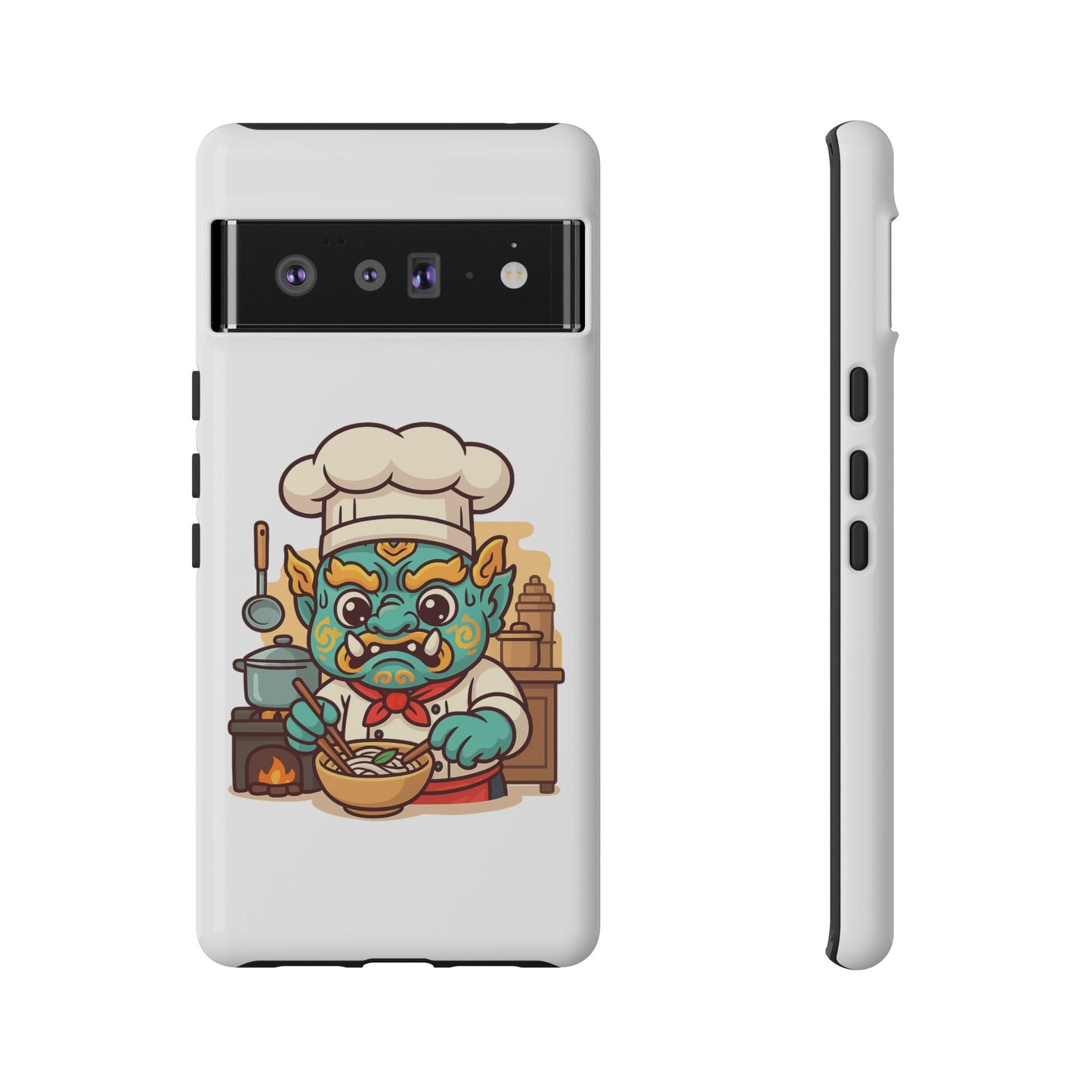 Yeak Chef Phone Case, Tough Khmer Cover, Num Banh Chok Art, Cute Monster Chef Phone Case - Adorable Cooking Gift