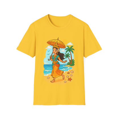 Beach Vibes T-Shirt with Sunset and Umbrella Graphic, Summer Gift, Travel Tee, Ocean Lover Shirt, Casual Everyday Wear