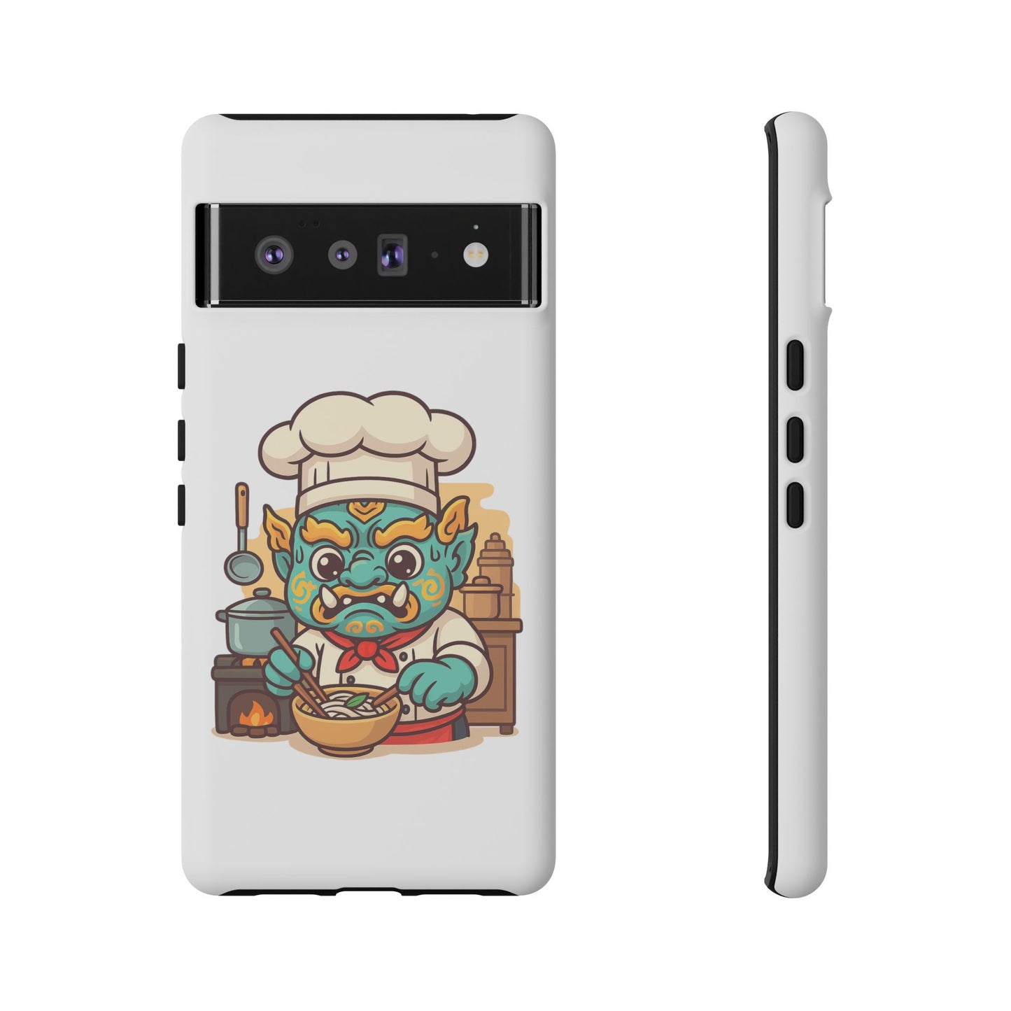 Yeak Chef Phone Case, Tough Khmer Cover, Num Banh Chok Art, Cute Monster Chef Phone Case - Adorable Cooking Gift